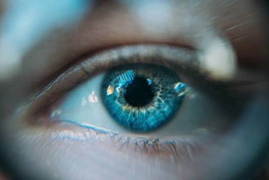 Extreme close-up of a blue eye